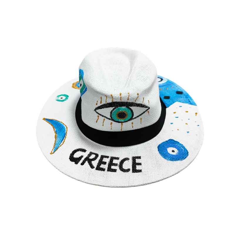 Καπέλο ψάθινο Greece- Ηat - Λευκό - Μπεζ OEM