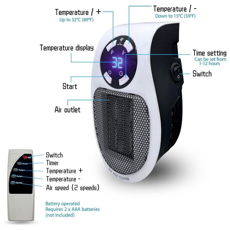 Φορητό αερόθερμο πρίζας 500W - Handy portable warm air blower heater OEM