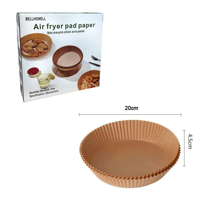 Bellhowell Αντικολλητικό Χαρτί για Air Fryer 50τμχ - Air fryer pad paper 50pcs OEM