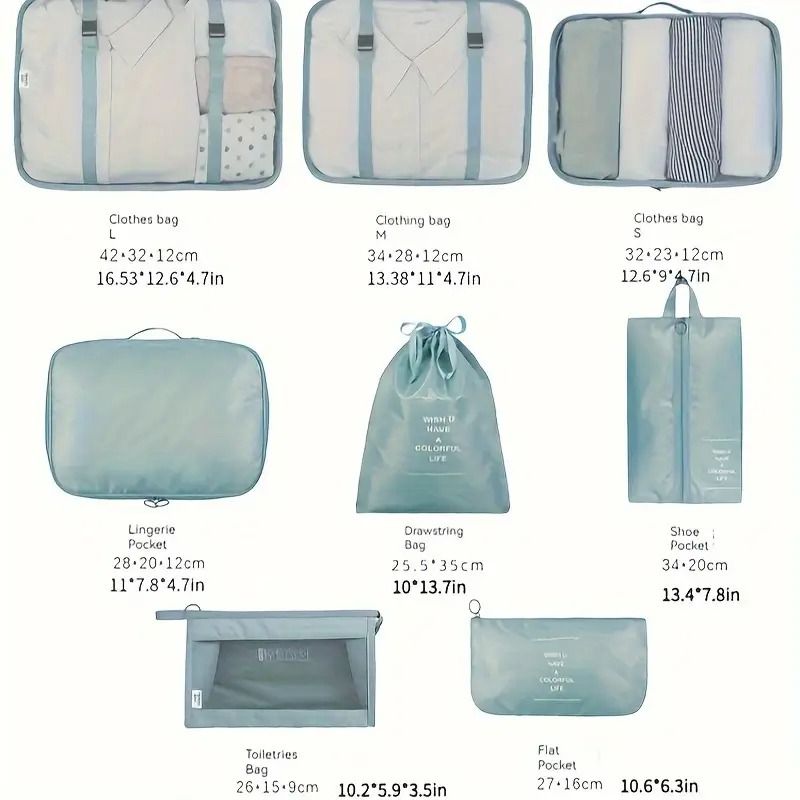 Σετ ταξιδιού με 7τμχ οργάνωση τσάντας - Portable Travel Storage Bag Set 7pcs - Γκρι OEM