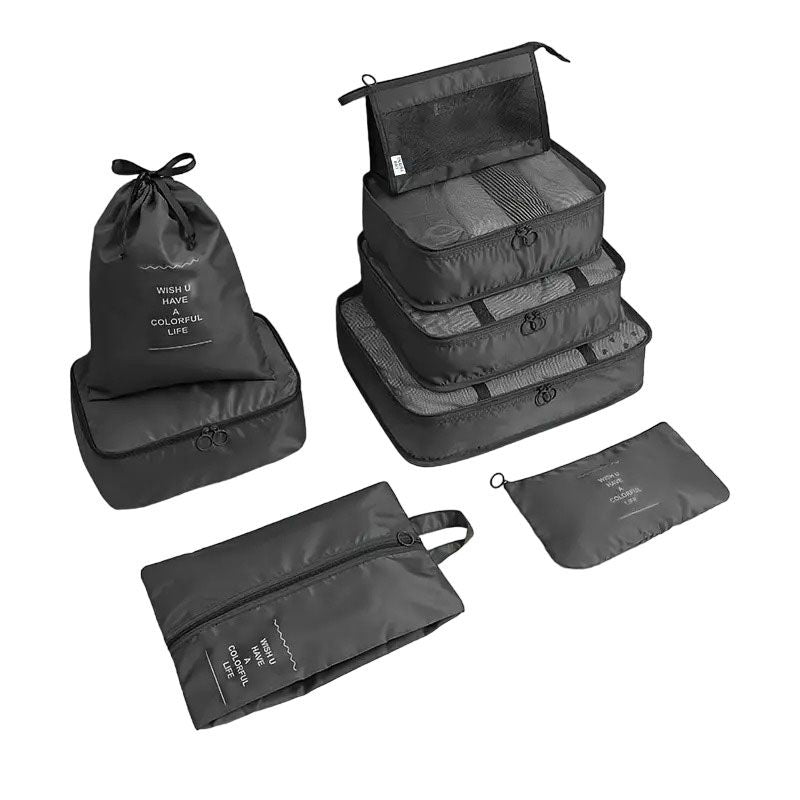 Σετ ταξιδιού με 7τμχ οργάνωση τσάντας - Portable Travel Storage Bag Set 7pcs - Μαύρο OEM