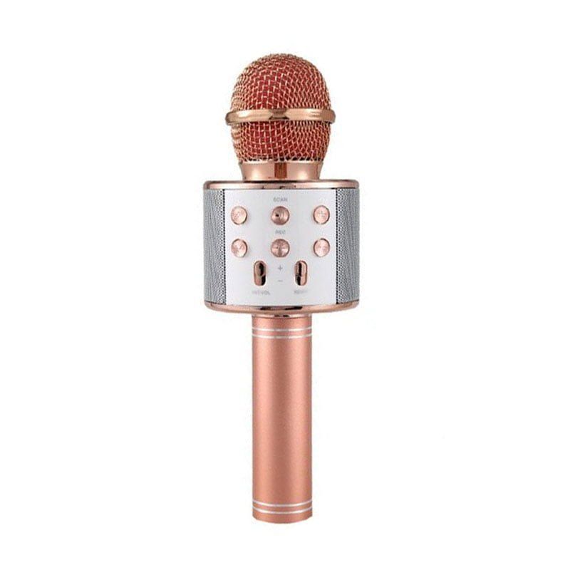 Ασύρματο Μικρόφωνο Καραόκε Bluetooth Με Ηχείο WS-858 - Wireless Microphone USB Speaker Karaoke Recording - Ασημί OEM