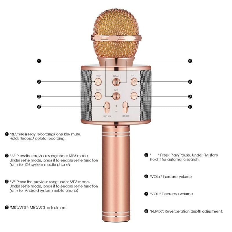 Ασύρματο Μικρόφωνο Καραόκε Bluetooth Με Ηχείο WS-858 - Wireless Microphone USB Speaker Karaoke Recording - Μαύρο OEM