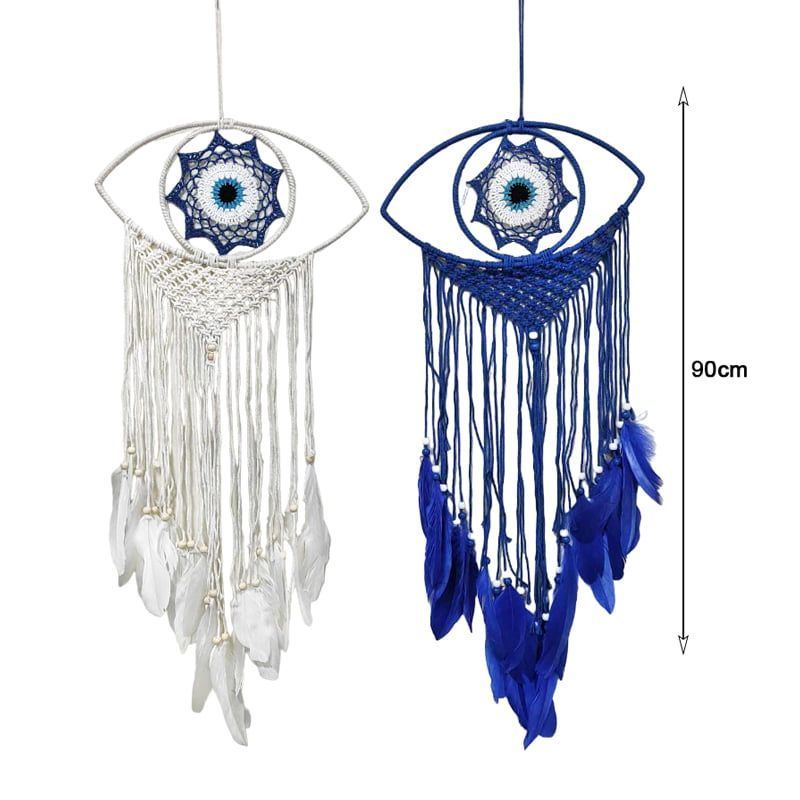 Ονειροπαγίδα 90cm - Dreamcatcher - Λευκό - Μαύρο OEM