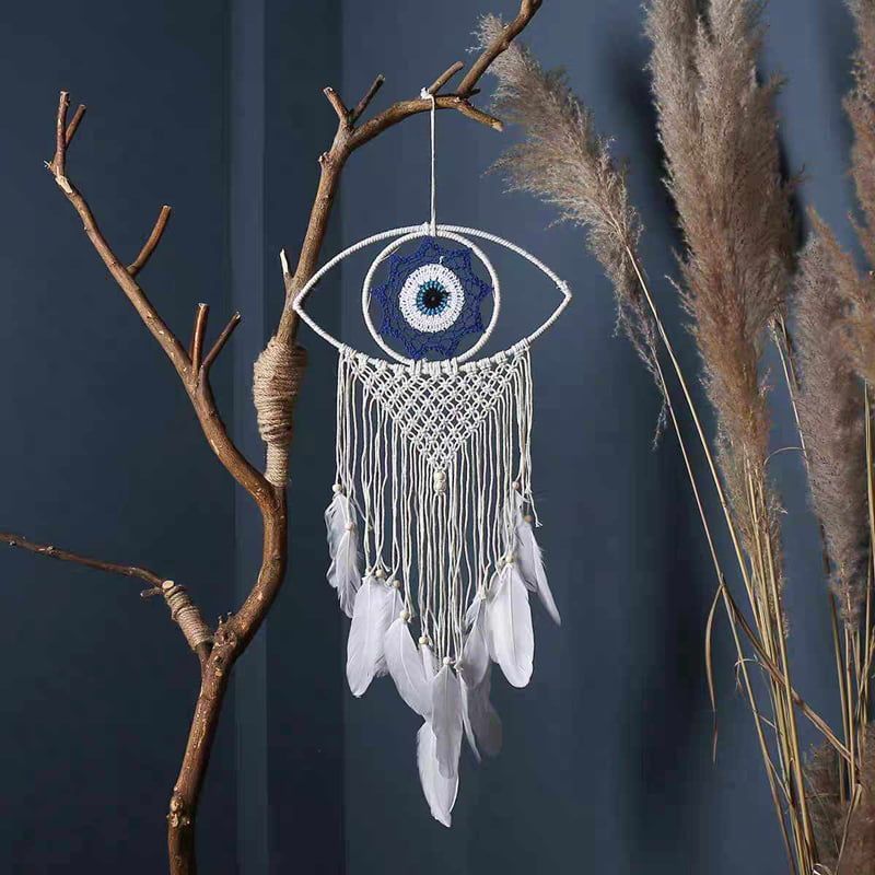 Ονειροπαγίδα 90cm - Dreamcatcher - Λευκό - Μαύρο OEM