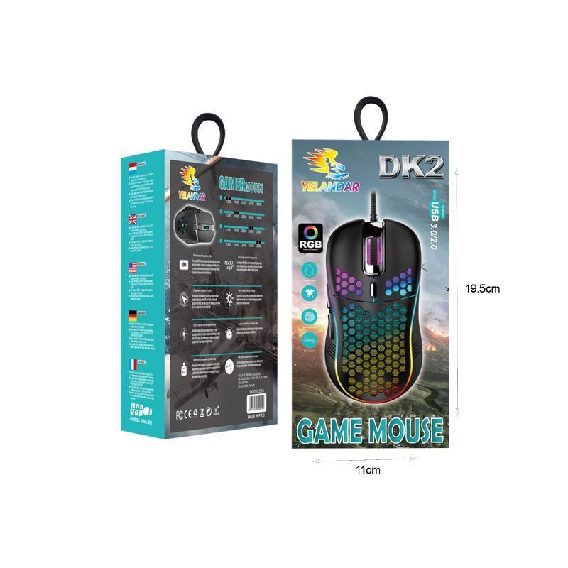 Yelandar DK2 Ενσύρματο ποντίκι RGB - Mouse Gamer Profesional Usb Yelandar DK2 - Λευκό - Μαύρο - Μπλε - Ροζ Yelandar