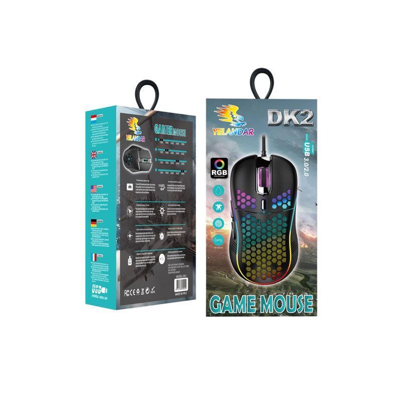 Yelandar DK2 Ενσύρματο ποντίκι RGB - Mouse Gamer Profesional Usb Yelandar DK2 - Λευκό - Μαύρο - Μπλε - Ροζ Yelandar
