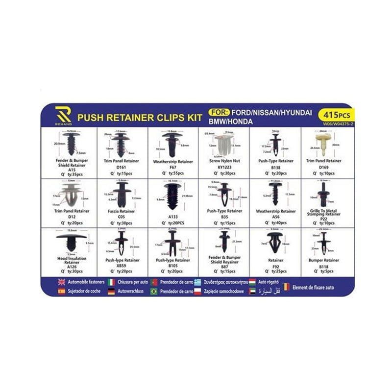 Rchang Κασετίνα με 415 pcs πλαστικά κουμπώματα – κλιπ αυτοκινήτου W06/W04375-2– Push Retainer Clips Kit Rchang