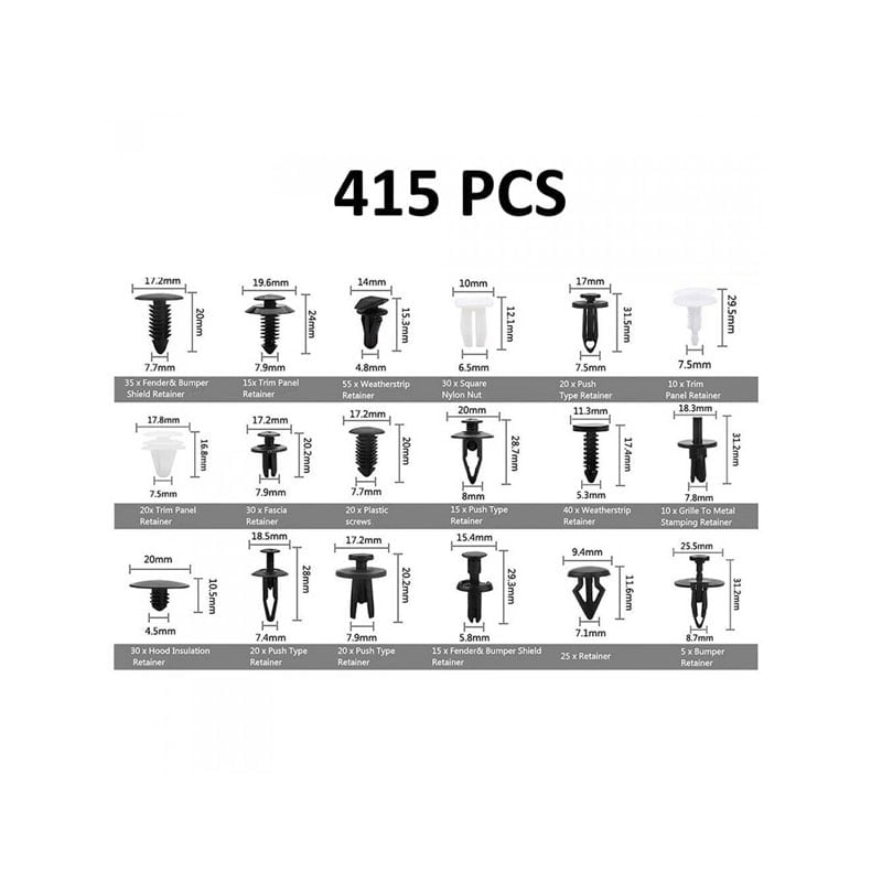 Rchang Κασετίνα με 415 pcs πλαστικά κουμπώματα – κλιπ αυτοκινήτου W06/W04375-2– Push Retainer Clips Kit Rchang