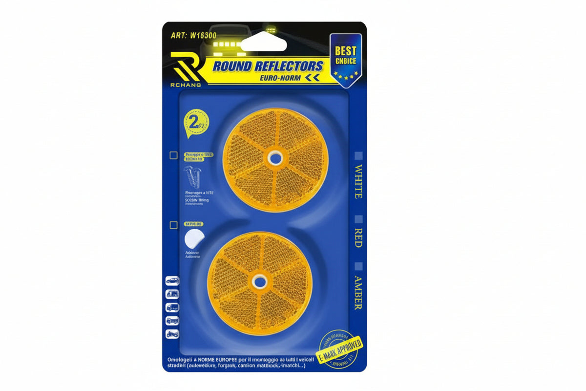 Rchang Στρογγυλοί Ανακλαστήρες 2τμχ W16300 - Round Reflectors 2pcs - Πορτοκαλί