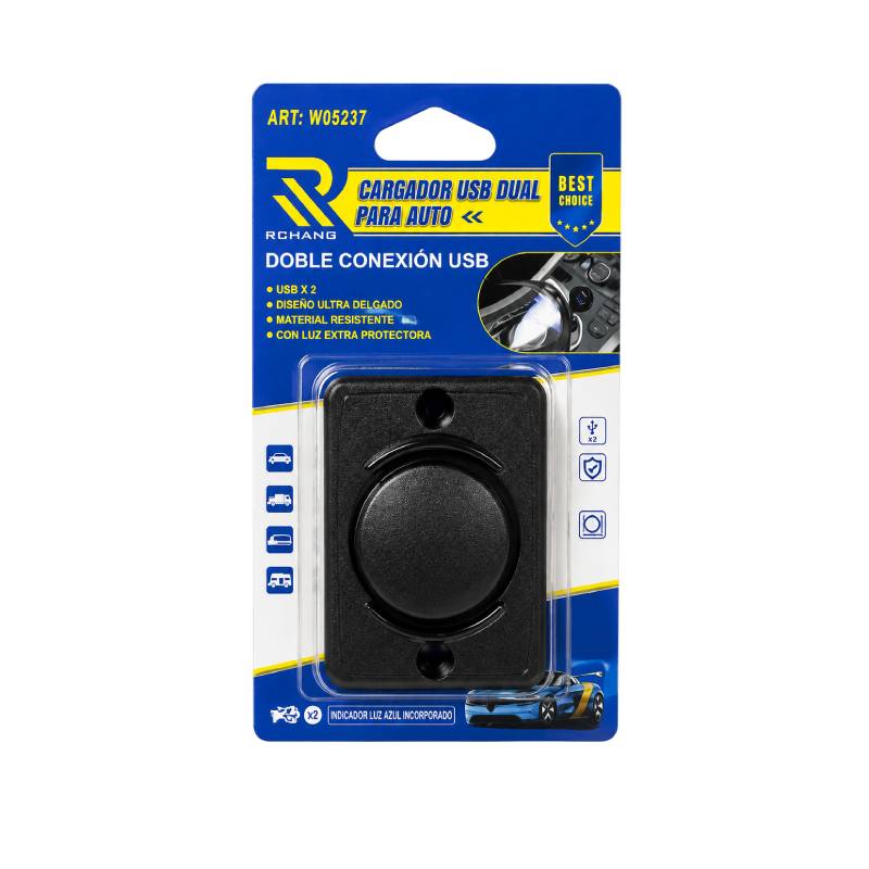 Rchang Φορτιστής Αυτοκινήτου με 2 θύρες USΒ 12/24V 3.1A W05237 - Cargador USB Dual OEM