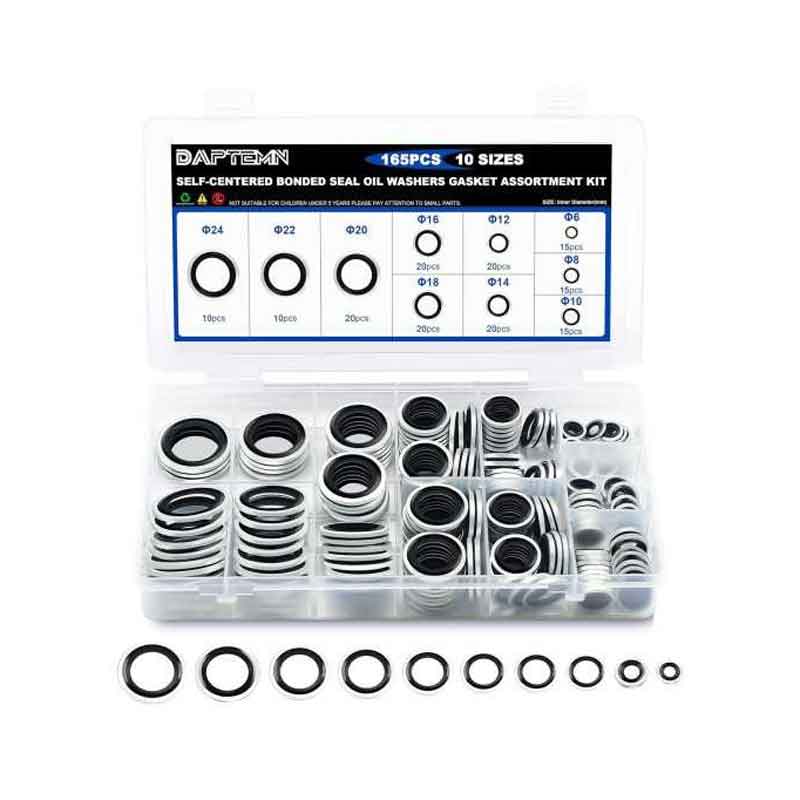 Σετ Τσιμούχες Στεγάνωσης 165τμχ φ6 - φ24 - Self-Centered Bonded Seal Oil Washers Gasket Assortment Kit OEM