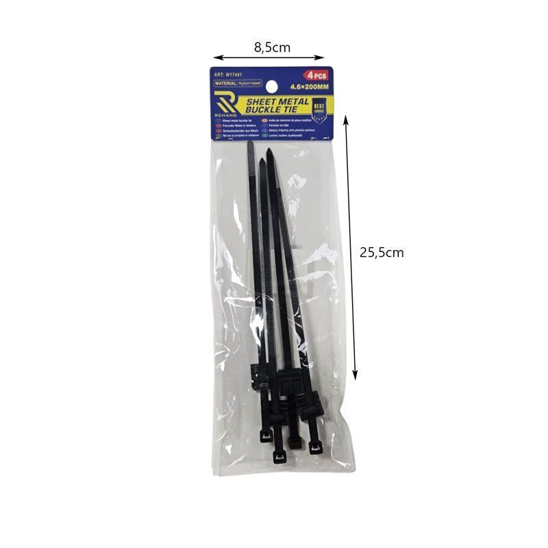 Rchang Μεταλλικά Δεματικά W17441 T50ROSEC9 4τμχ 4.6x200mm- Sheet Metal Buckle Tie RCHANG