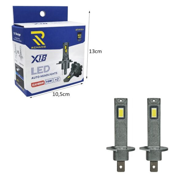 Rchang Λάμπες Αυτοκινήτου LED X18 CANBUS H1 Σετ 2 Τεμαχίων W18524 - LED Car Headlight Bulbs X18 CANBUS H1 Set of 2 OEM