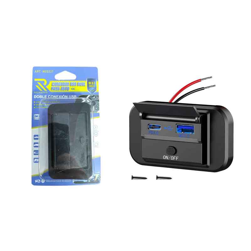 Rchang Διπλή Θύρα USB Φορτιστή Αυτοκινήτου με Διακόπτη On Off USB QC3.0+PD3.0 W05237- Dual USB Car Charger with On Off Switch OEM