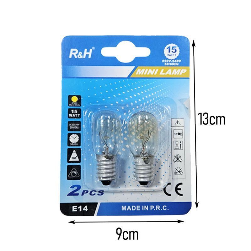 R&H Λάμπες Φούρνου E14 15W 300° Σετ 2 Τεμαχίων Mini Lamp - Oven Bulbs E14 15W 300° Set of 2 Pieces OEM