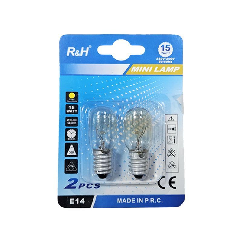 R&H Λάμπες Φούρνου E14 15W 300° Σετ 2 Τεμαχίων Mini Lamp - Oven Bulbs E14 15W 300° Set of 2 Pieces OEM