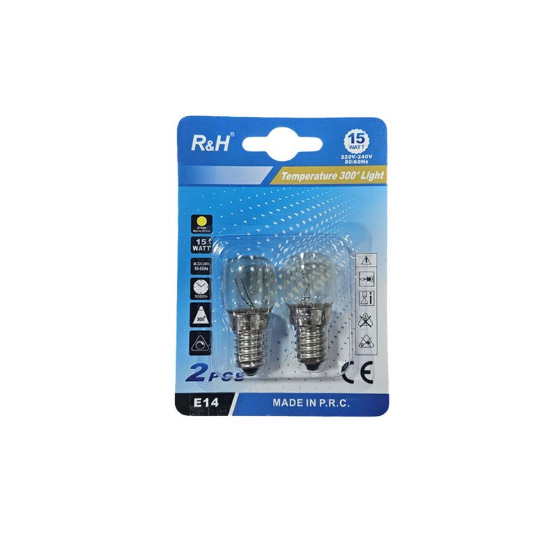 R&H Λάμπες Φούρνου E14 15W 300° Σετ 2 Τεμαχίων - Oven Bulbs E14 15W 300° Set of 2 Pieces OEM