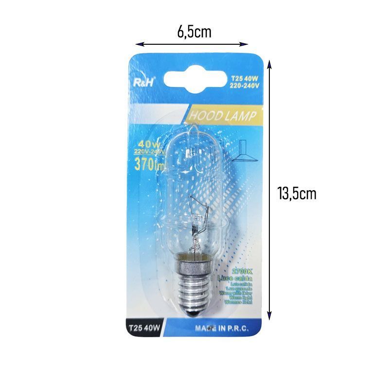R&H Λάμπα T25 40W E14 370 Lumen για Απορροφητήρα - Hood Lamp OEM