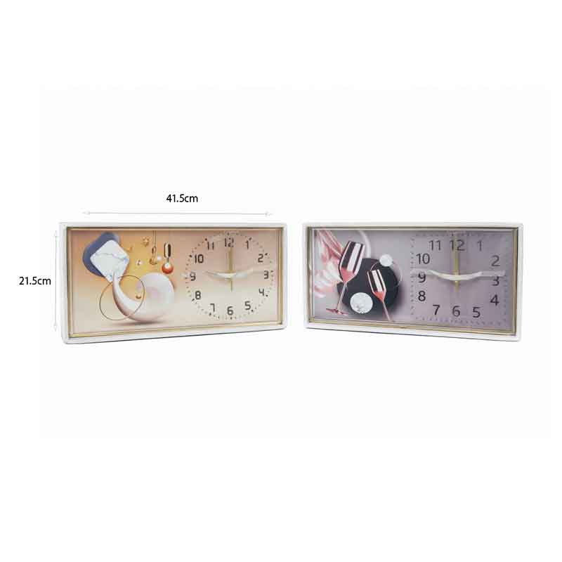 Ορθογώνιο Ρολόι Τοίχου Διακοσμητικό - Rectangular Decorative Wall Clock - Πορτοκαλί OEM