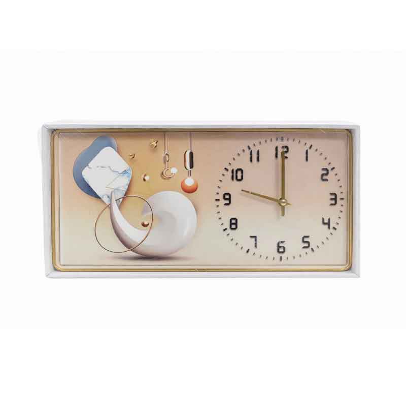 Ορθογώνιο Ρολόι Τοίχου Διακοσμητικό - Rectangular Decorative Wall Clock - Πορτοκαλί OEM