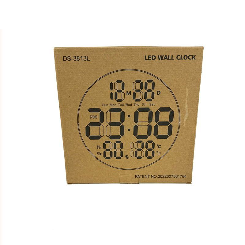 Ψηφιακό Ρολόι LED Τοίχου με Ημερολόγιο/ Θερμόμετρο/ Υγρασιόμετρο DS-3813L - LED Wall clock with Calendar/ Thermometer/ Hygrometer OEM