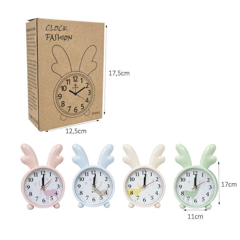 Παιδικό Επιτραπέζιο Ρολόι Με Κερατάκια – Kids Table Alarm Clock With Antlers - Γκρι - Λευκό - Μαύρο - Μπλε OEM