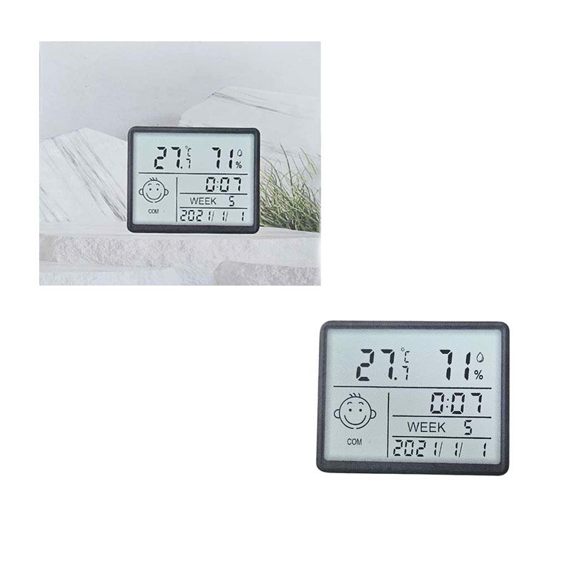 Ψηφιακό ρολόι υγρόμετρο - Digital Hygrometer clock - Γκρι - Μαύρο OEM