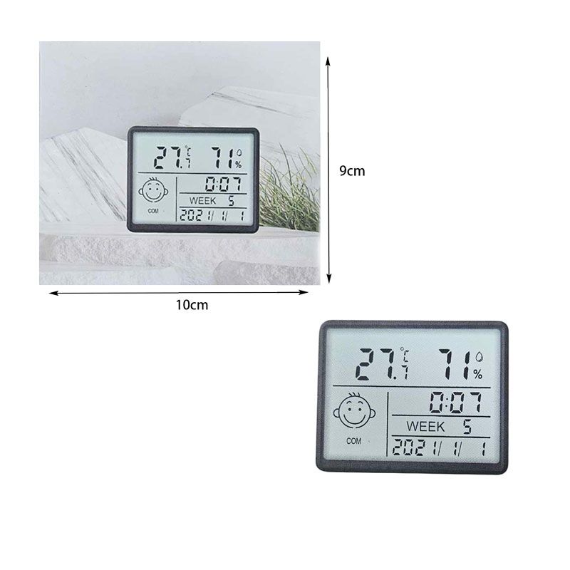 Ψηφιακό ρολόι υγρόμετρο - Digital Hygrometer clock - Γκρι - Μαύρο OEM