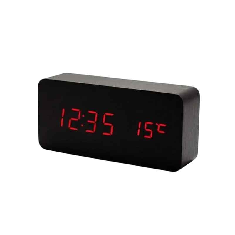 Ξύλινο Ψηφιακό Ρολόι LED με Θερμόμετρο VST-862 – LED Wooden Clock with Temperature Display - Καφέ OEM