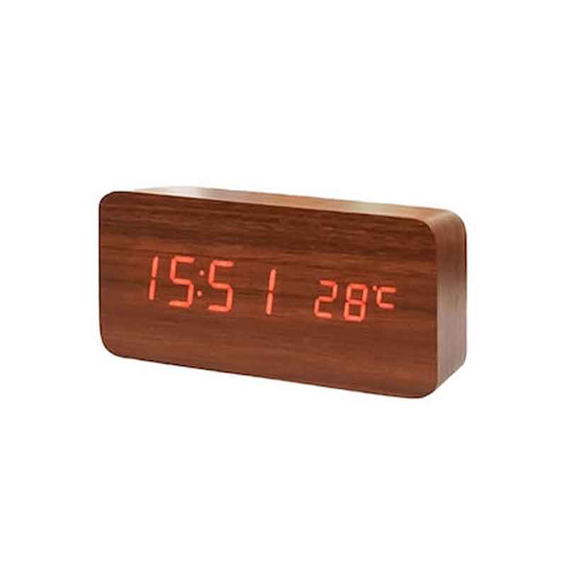 Ξύλινο Ψηφιακό Ρολόι LED με Θερμόμετρο VST-862 – LED Wooden Clock with Temperature Display OEM