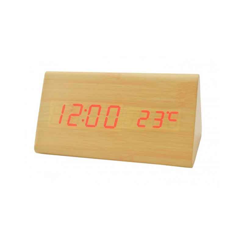 Ξύλινο Ψηφιακό Ρολόι LED με Θερμόμετρο VST-861 – LED Wooden Clock with Temperature Display OEM
