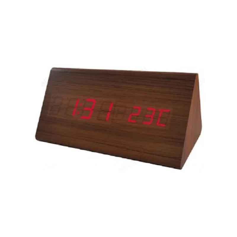 Ξύλινο Ψηφιακό Ρολόι LED με Θερμόμετρο VST-861 – LED Wooden Clock with Temperature Display OEM