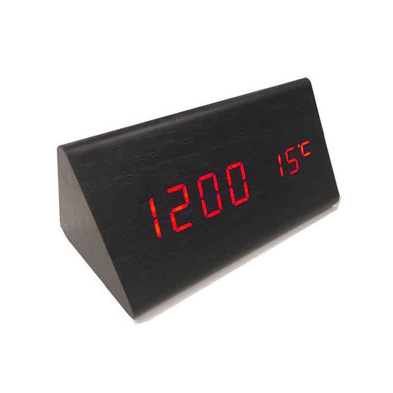 Ξύλινο Ψηφιακό Ρολόι LED με Θερμόμετρο VST-861 – LED Wooden Clock with Temperature Display - Μαύρο OEM