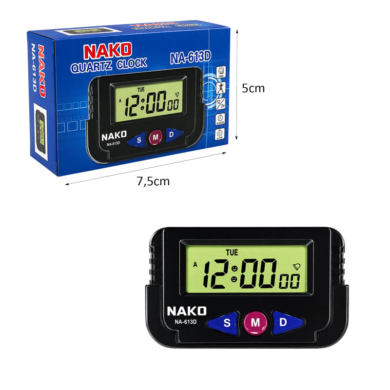 NAKO Ψηφιακό Ρολόι Ξυπνητήρι με Οθόνη LCD και Ένδειξη Ημέρας - Digital Alarm Clock with LCD Display and Day Indicator OEM