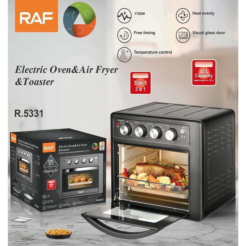 RAF Φριτέζα Αέρος & Ηελκτρικόσ Φούρνος 32lt 1700W R.5331 - Electric Oven & Air Fryer & Toaster RAF