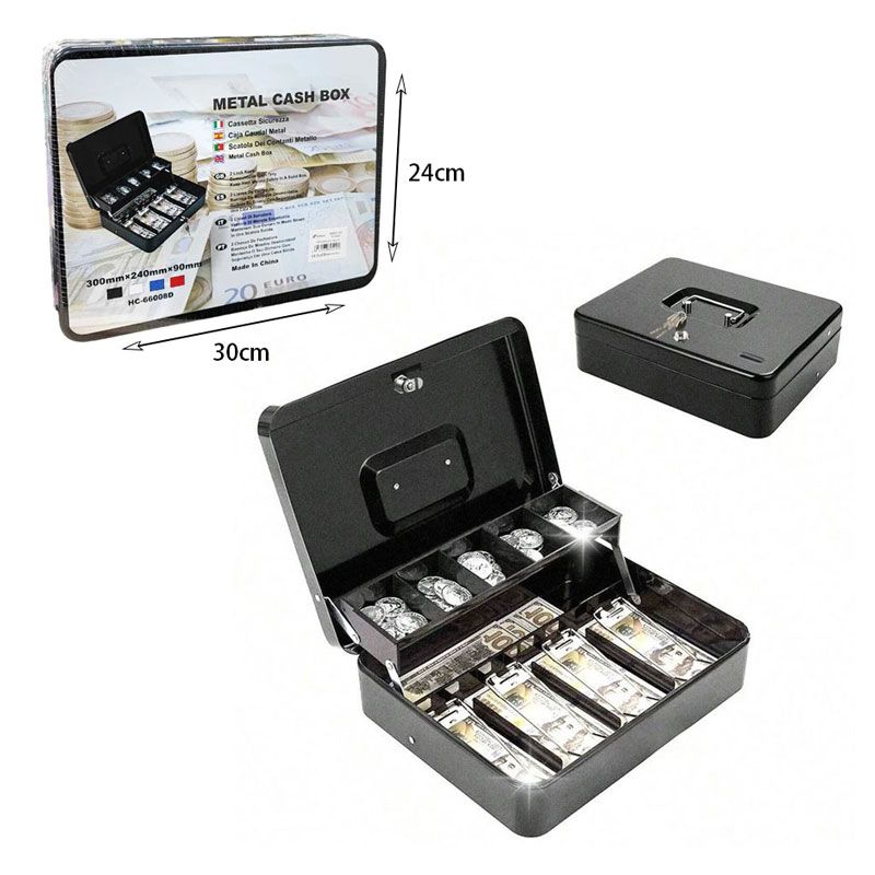 Κουτί Μεταλλικό Ταμείου με Κλειδαριά 30x24x9cm - Metal Cash Box OEM
