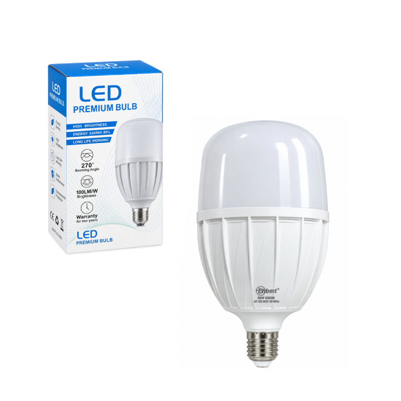 Λάμπα LED Υψηλής Ισχύος 60W E27 6500K Ψυχρό Λευκό - 60W E27 6500K Cool White High Power LED Bulb - Γκρι - Εκρού