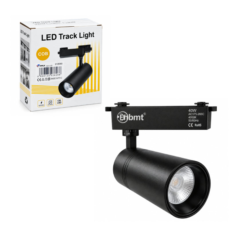 Ehbmt Σποτ Φωτιστικό Ράγας LED COB 40W 4000K Μαύρο - COB 40W 4000K Black LED Track Light
