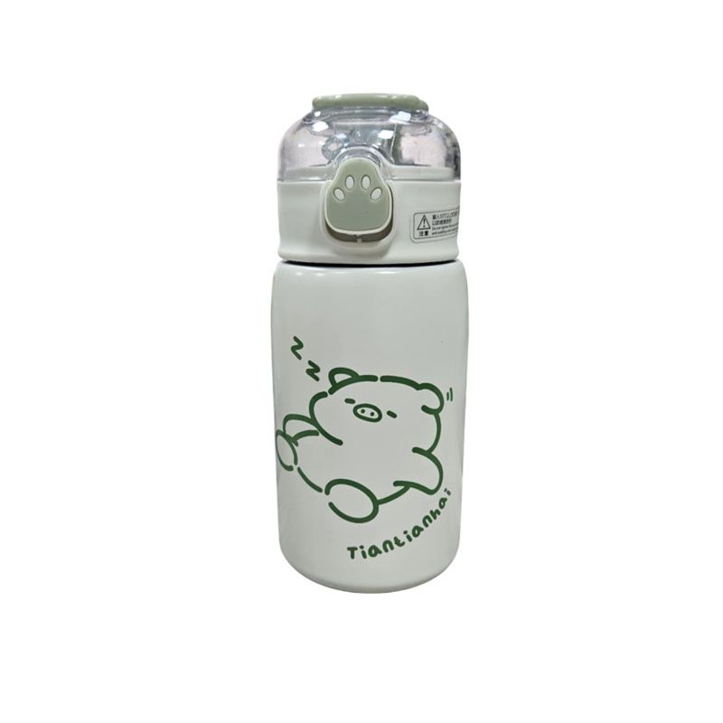 Παιδικό Θερμός 400ml με Ζωάκια & Καπάκι Πατουσάκι – Kids Thermal Bottle - Πράσινο OEM