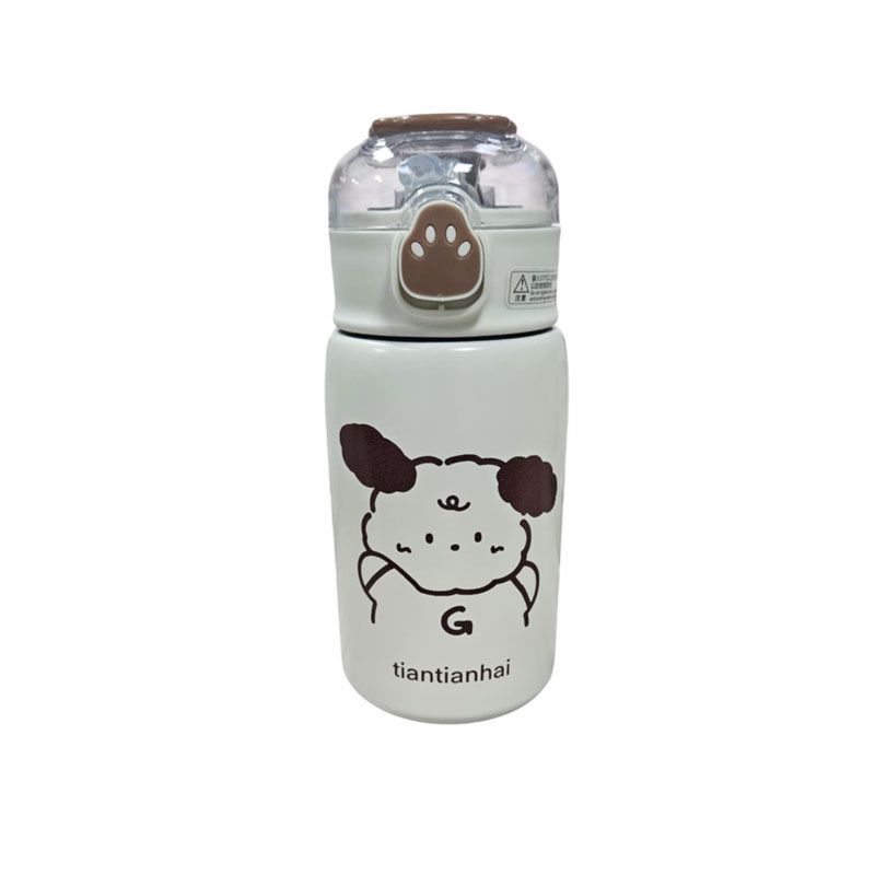 Παιδικό Θερμός 400ml με Ζωάκια & Καπάκι Πατουσάκι – Kids Thermal Bottle - Ασημί OEM