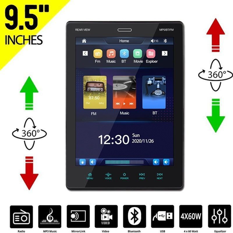 Ηχοσύστημα Αυτοκινήτου Universal 1DIN (Bluetooth/USB) με Οθόνη Αφής 9.5" - Car MP5 Player Vertical Screen Universal OEM