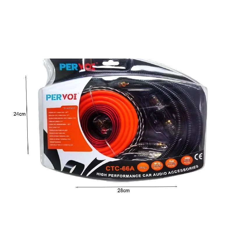 PerVoi Σετ Καλωδίων Ενισχυτή Αυτοκινήτου έως 1000W CTC-66A - Audio line high performance PerVoi