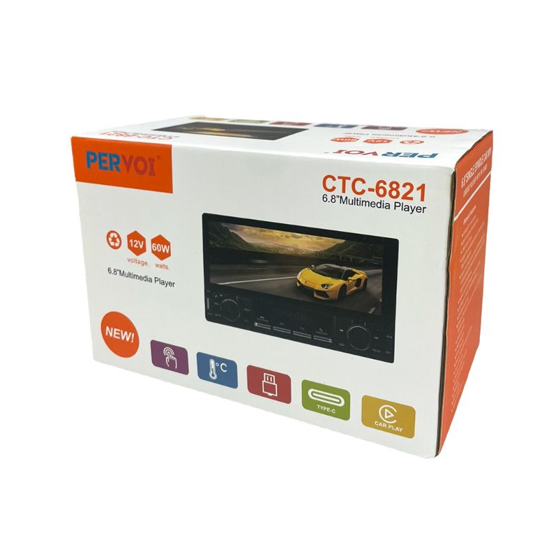 PerVoi Οθόνη αυτοκινήτου Ηχοσύστημα Bluetooth USB AUX MP5 FM 6.8″ 12V 60W CTC-6821 - Car 1 Din HD Touch Screen Rearview Function PerVoi