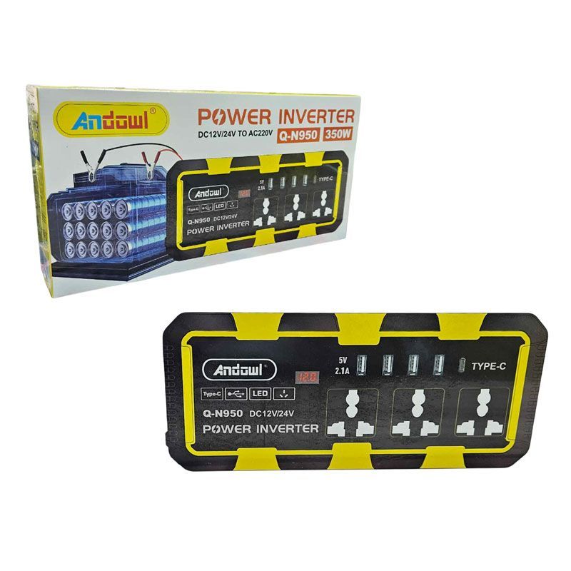 Andowl Inverter Αυτοκινήτου 350W για Μετατροπή DC12V/24V σε AC220V Q-N950 - Power Inverter ANDOWL