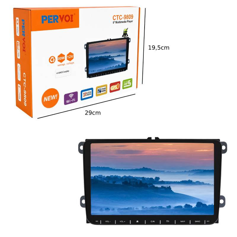 PerVoi Οθόνη Αυτοκινήτου 9" CTC-9809 - Car Multimedia Player OEM
