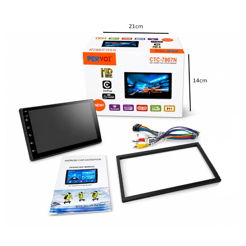 PerVoi Οθόνη Αυτοκινήτου 7" Android 15 με GPS, Wi-Fi & CarPlay CTC-7807N - 7" Android 15 Car Multimedia Player with GPS, Wi-Fi & CarPlay OEM