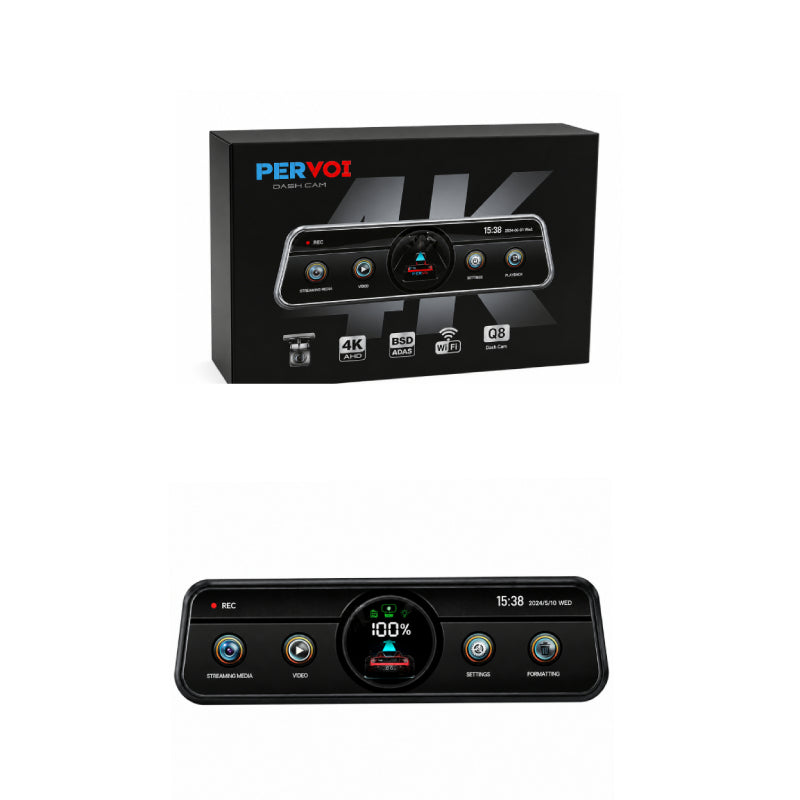 PerVoi Καθρέπτης Αυτοκινήτου με Διπλή Κάμερα 4K WiFi Dash Cam Q8 - 4K Dual Lens Rearview Mirror Dash Cam with WiFi PerVoi