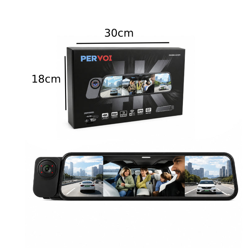 PerVoi Καθρέπτης Αυτοκινήτου με Τριπλή Κάμερα 4K WiFi GPS Dash Cam Q7 - Q7 4K Triple Lens Rearview Mirror Dash Cam with WiFi & GPS PerVoi