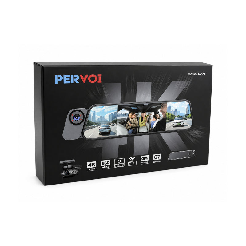 PerVoi Καθρέπτης Αυτοκινήτου με Τριπλή Κάμερα 4K WiFi GPS Dash Cam Q7 - Q7 4K Triple Lens Rearview Mirror Dash Cam with WiFi & GPS PerVoi